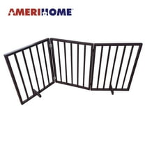 AmeriHome WFPGB3 54 in. Freestanding 3-Panel Folding Wood Pet Gate - Brown