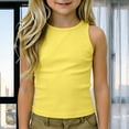 thumbnail image 2 of SNKSDGM Girls' Ribbed Knit Racerback Tank Top, High-Neck Solid Color Athletic Dance & Layering Camisole for Summer Wear, Under Jackets, and Dance Practice Yellow 7-8 Years, 2 of 9