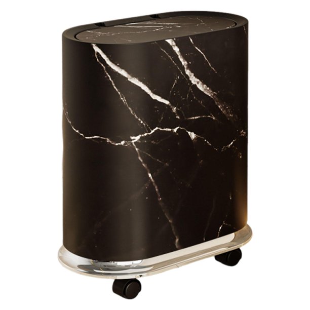 Cubo de basura con ruedas extraíbles, cesta para basura, ahorra espacio, tapa sellada. Negro
