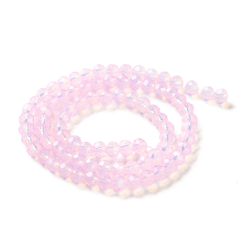 20Strand Baking Painted Transparent Glass Beads Strands Imitation Opalite Faceted Round Pearl Pink 6x5mm Hole: 1.3mm about 84pcs/strand 16.57''(42.1cm)