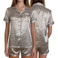 thumbnail image 4 of HITIME Pijama de Satín para Mujer Talla L, Conjunto de Short y Playera de Verano, Tela de Lujo Suave y Transpirable, Ideal para Dormir o Lounge, 4 of 10