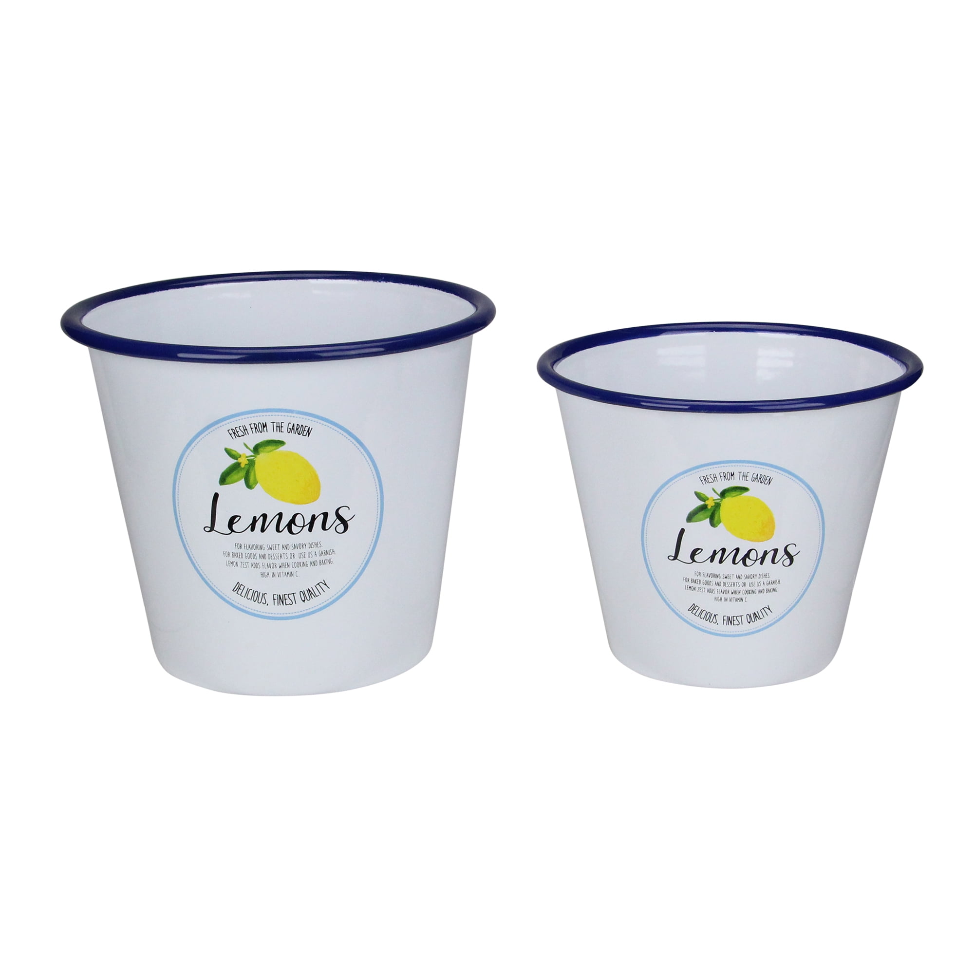 Set of 2 Fresh from the Garden Lemon Metal Buckets 6.75"