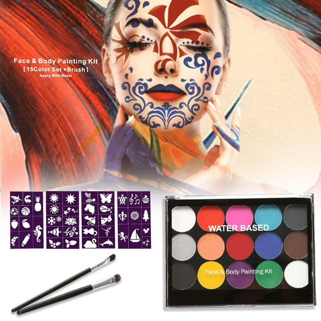 Face Painting Makeup Kit, Child Friendly 15 Colors Body Paint Makeup for Home