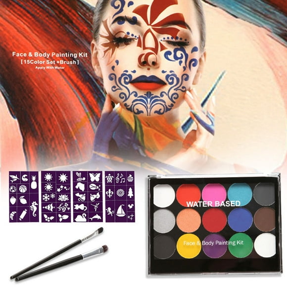 Body Paint Makeup, Face Painting Makeup Kit Child Friendly 2 Brushes for Home