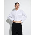 thumbnail image 5 of Cotton Buttoned Pocket Detail Long Sleece Crop Shirt, 5 of 6