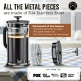 thumbnail image 2 of Coffee Press French Press Coffee Maker with 2 Extra Screens, 34oz, French Press Stainless Steel 304 Grade, Easy Disassemble Design Double Filter, Thick Heat Resistant Glass Pot-Grey, 2 of 6