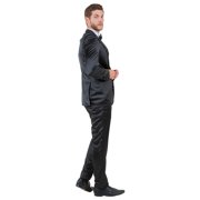 Tazzio Skinny Fit Shiny Satin Tuxedo 3 Piece Suit Set with Bowtie