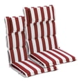 thumbnail image 1 of Aoodor High Back Patio Chair Cushions Set of 2, 47 x 21 x 2.4 Inch Outdoor Seat Cushions with Headrest for Dining Chairs, Rocking Chairs, Adirondack Chairs, Red Stripe, 1 of 7