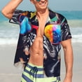 thumbnail image 7 of Bingfone Men's Short Sleeve Button Down Shirts Hawaiian Rainbow Bulldog Sunglasses Printed Beach Shirt, 7 of 7