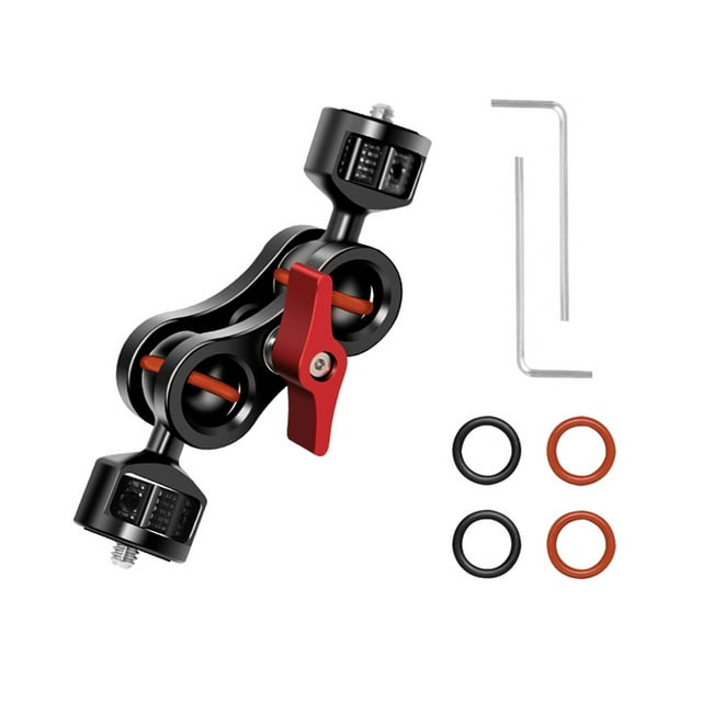 Flexible Magic Articulating Arm with Dual Ballhead Camera Monitor Mount Bracket Aluminum Alloy Dual 1/4 Inch Screws 360° Rotatable for Field Monitor LED Light Camera Cage