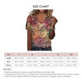 thumbnail image 4 of Camiseta de verano para mujer con hombros descubiertos y manga corta con estampado floral y cuello en V con botones para mujer, 4 of 5