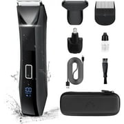 Vislone Manscape Body Hair Trimmer for Men, 3 in 1 Men's Grooming Kit with Pubic/Nose Hair Timmer & Ball Shvaer, LED Display, IPX7 Waterproof, Travel Lock