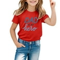 thumbnail image 4 of Phcqqok Fourth of July Shirt Girls Graphic Print Short Sleeve T-Shirt Casual Comfortable Top for Everyday Wear School and Outdoor Activities 10-11 Years, 4 of 4