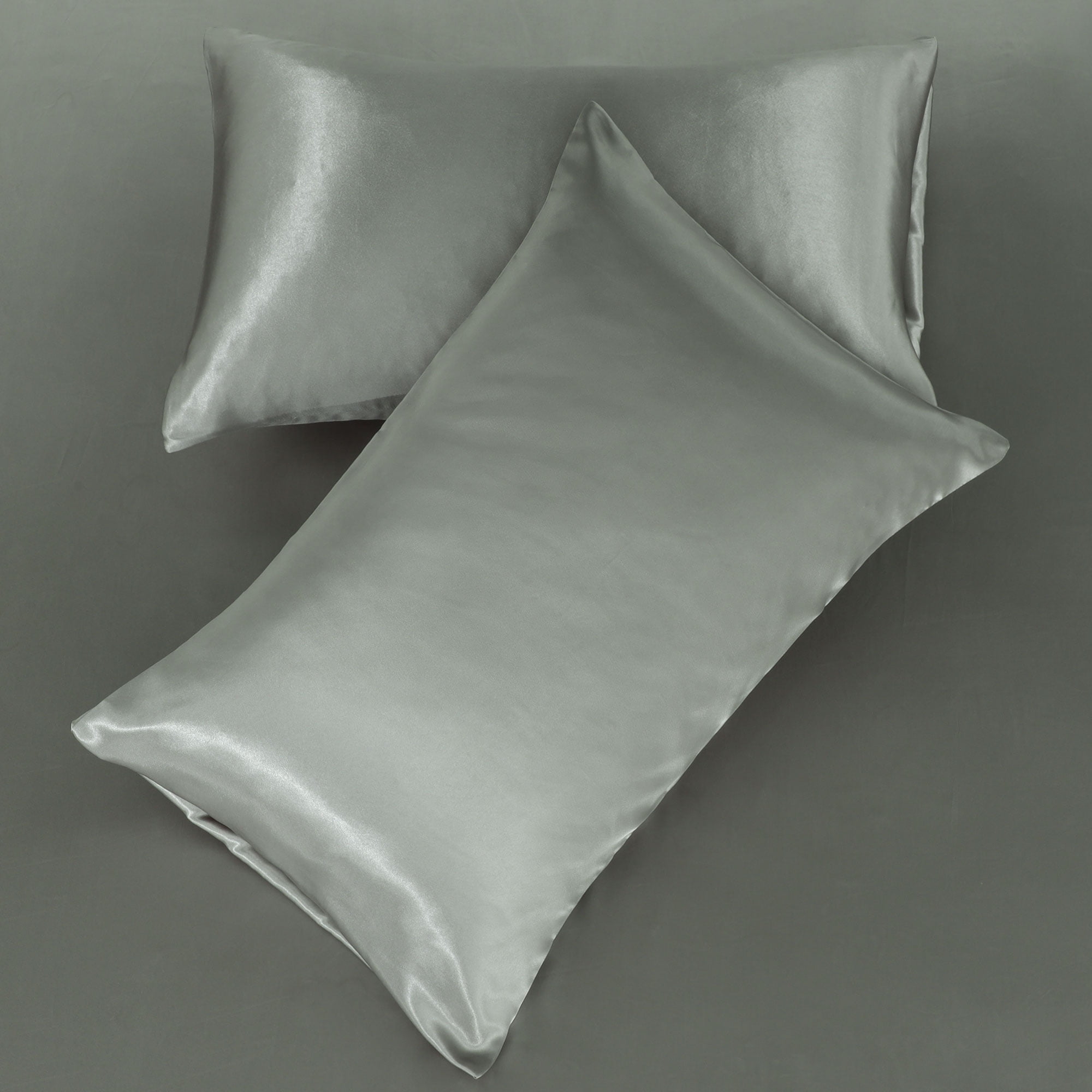 Unique Bargains Satin Sheet Set Luxury Polyester Bed Set 4 Pcs King Ash Gray