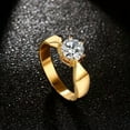 thumbnail image 6 of 2ct AAA CZ Titanium Band Women's 18K Gold Plated Wedding Jewelry Ring Size 6/7/8, 6 of 7