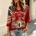 thumbnail image 5 of 9/11 25th Anniversary Shirt Womens WE Will Never Forget Tee Shirts | Lightweight Fabric,waffle V Neck Short Sleeve Tops, American Flag, 2001-2026 25Th Anniversary Tops, Patriotic Honor Tee Shirt,XL, 5 of 6