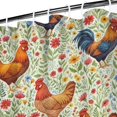 thumbnail image 3 of Rooster and Floral Green Pattern Modern Waterproof Shower Curtain Set with 12 Hooks, Washable Decorative Bathroom Shower Curtain, 3 of 6