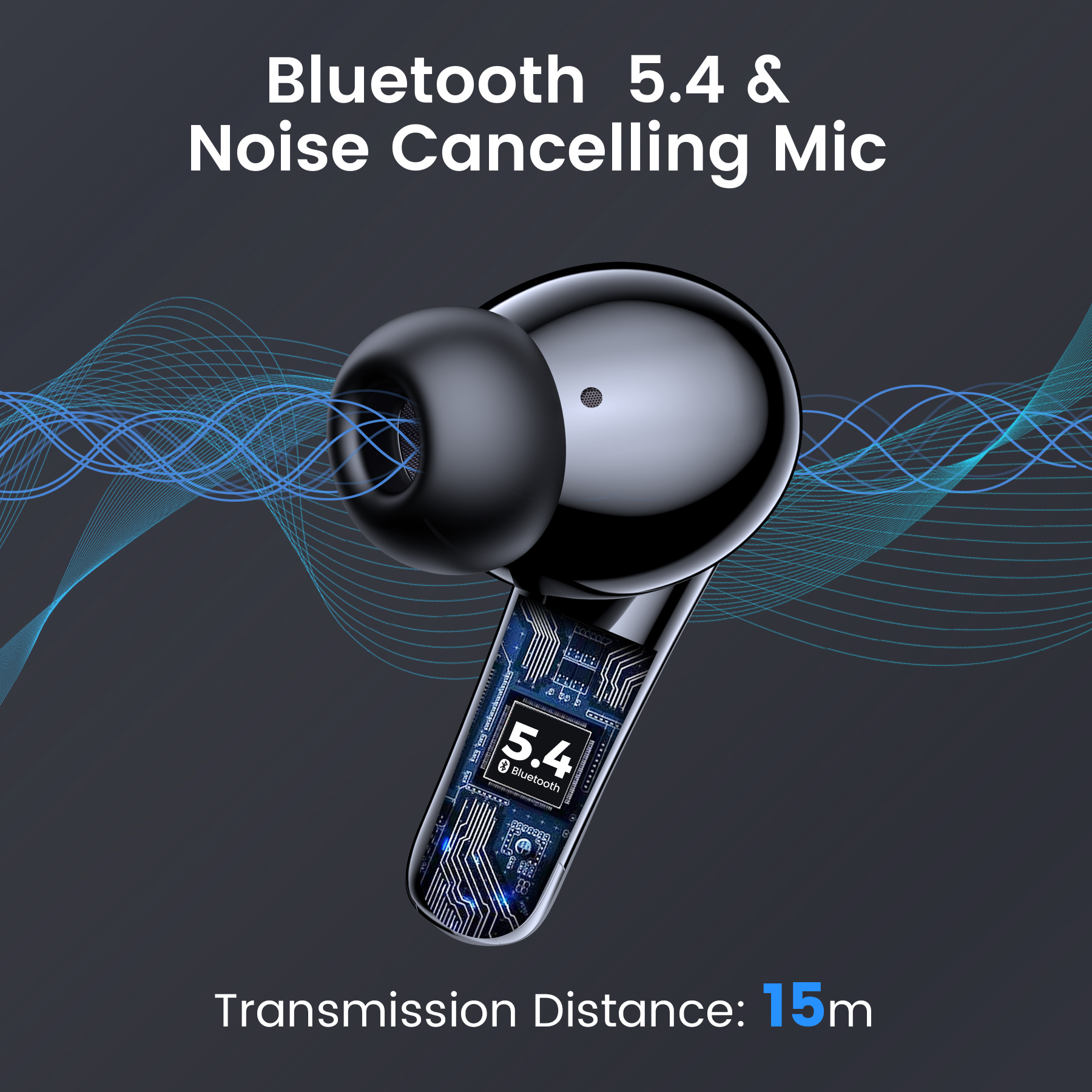 VEAT00L P91 Wireless Earbuds, Bluetooth 5.4, Black photo 7