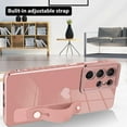 thumbnail image 4 of Designed for Samsung Galaxy S21 Ultra Case with Strap Luxury Love Heart Plating Gold Bumper Phone Cover Wristband Kickstand Full Body Protective Slim Case for Women-Sand Pink, 4 of 10