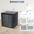 thumbnail image 4 of Studyset 12U Wall Mount Network Cabinet - 17.7" Deep Server Rack Enclosure with Locking Glass Door & Removable Side Panels, IT/AV Equipment Rack for Secure Data and Audio-Visual Installations, 4 of 7