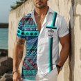 thumbnail image 1 of Camiseta de hombre, camisa de manga corta con botones, camisa informal a cuadros a rayas, camiseta hawaiana suave y cómoda, tops de calle para exteriores, 1 of 6