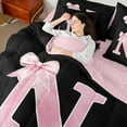 thumbnail image 4 of Manfei Personalized Initial N Twin Bedding Sets 7-Piece for Girls, Pink Bow Tie Bedding Comforter Set, Watercolor Monogrammed Sheet Sets, Breathable Room Decor, 4 of 8