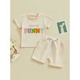 thumbnail image 2 of Boys Easter Baby Shorts Sets 6 12 18 24 Months 2T 3T Toddler Boy Summer Clothes Short Sleeve Letter Embroidery Tops and Solid Color Shorts Sets, 2 of 9