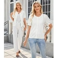 thumbnail image 6 of Arach&Cloz Women's 2025 Summer Lightweight Cropped Cardigan Short Sleeve Crew Neck Bolero Shrug Casual Top, 6 of 6