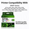 thumbnail image 2 of 67XL Ink Cartridges Tri-Color Black Combo 2 Pack Replacement for HP 67 Ink Cartridge Bundle for Envy 2700e 2852e Printer, 2 of 7