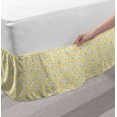 thumbnail image 2 of Lemons Bed Skirt, Citrus Fruits Cartoon Style Drawing Tasty Illustration, Elastic Bedskirt Dust Ruffle Wrap Around for Bedding Decor, 4 Sizes, Pale Sage Green Mustard, by Ambesonne, 2 of 2