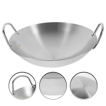 Amosfun Kitchen Pans Frying Pan Silver Stainless Steel 1Set
