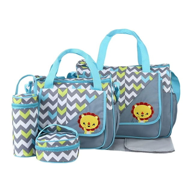 Ensemble de Sac à Couches Multifonction avec Poches Sac à Main pour Couche Extérieure Gris