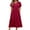 Wine, variant on Ahuyic Printed Solid Color Plus Size Dress For Women, Summer Womens' Short Sleeve Knee-Length Dresses,Women's Summer Loose Beach Holiday Dress Short-Sleeved Round Neck Dress