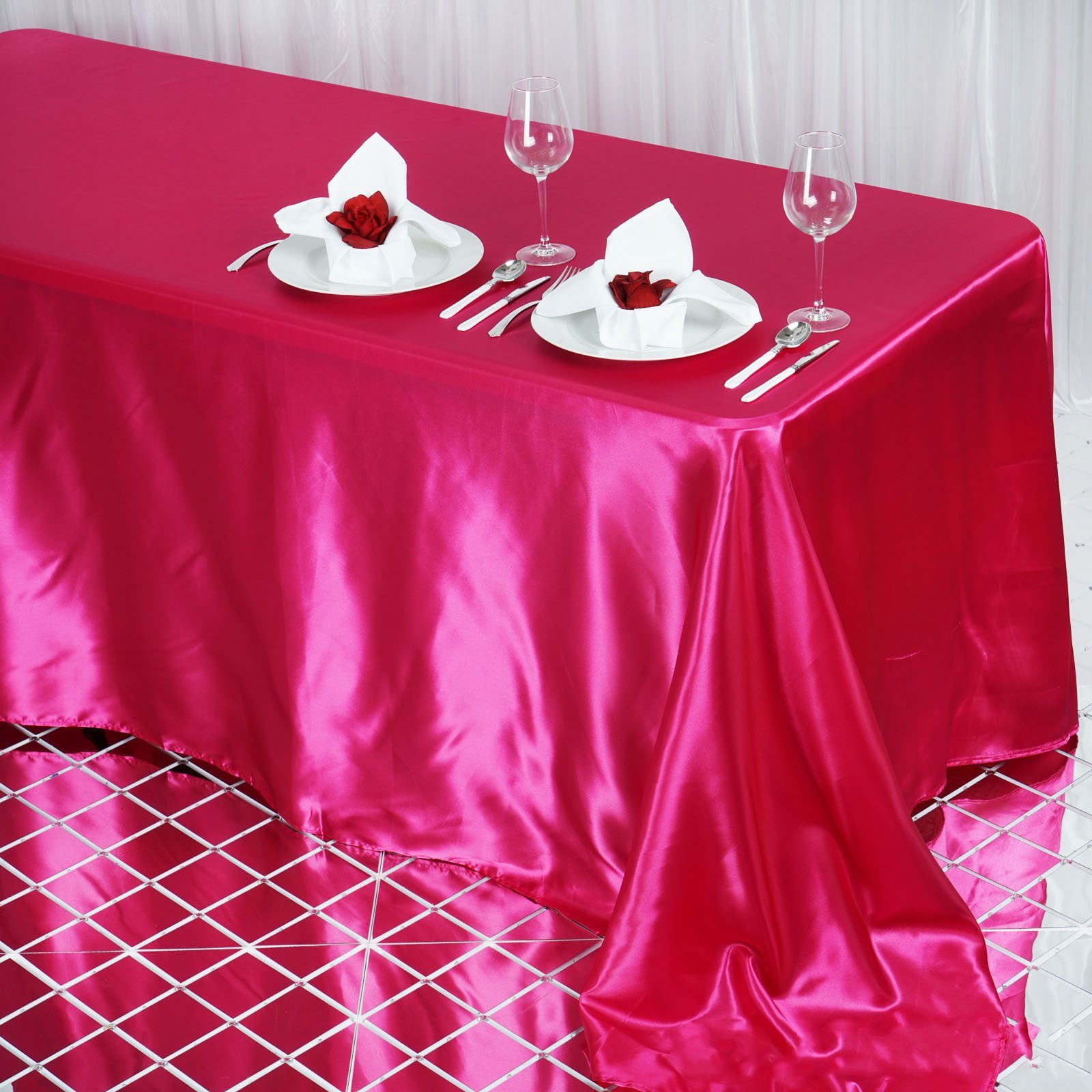 Efavormart 90x132" Rectangle FUSHIA Wholesale SATIN Tablecloth Banquet