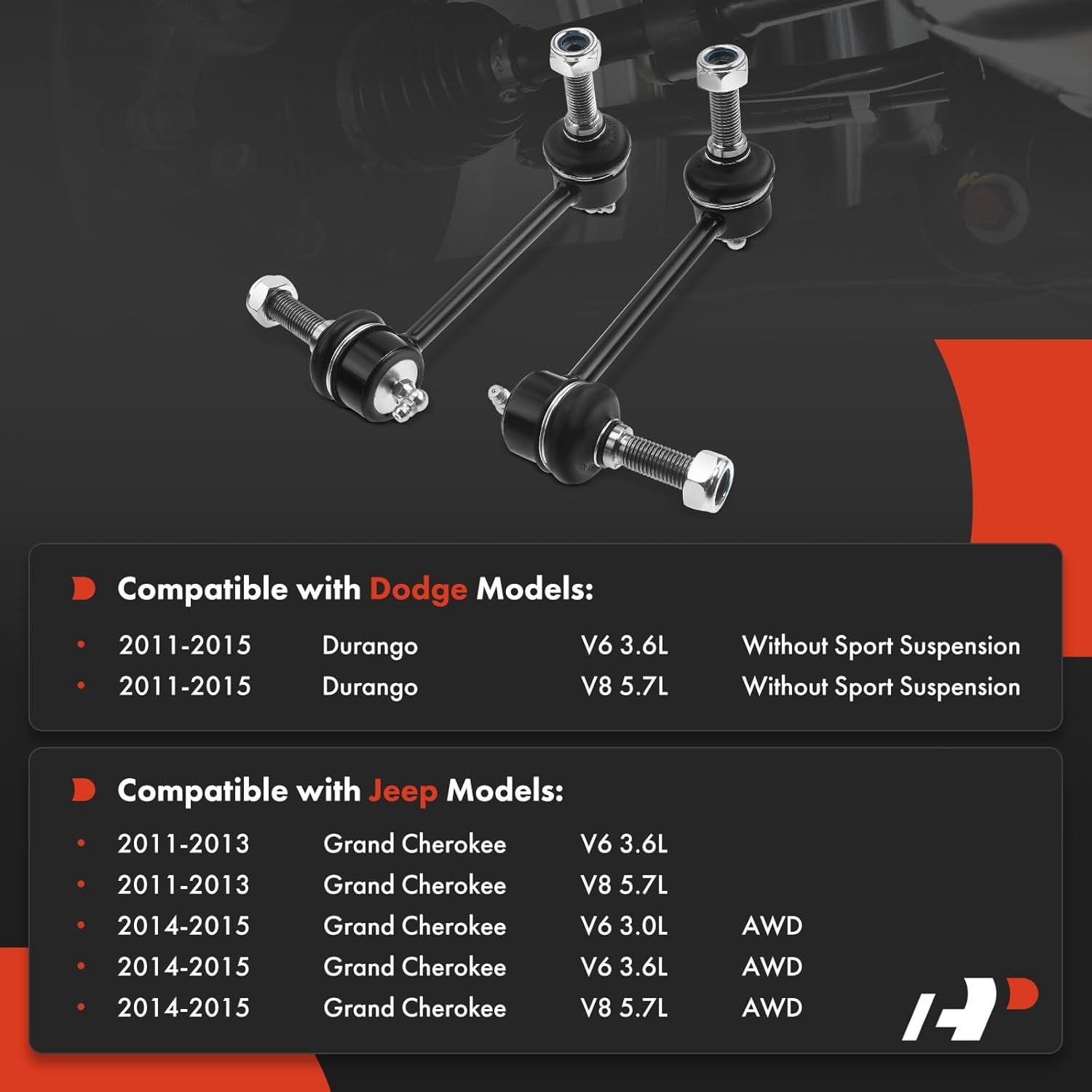 A-Premium 2x Front Sway Bar Links Stabilizer Bar Links, Compatible with Dodge Durango 2011-2015 & Jeep Grand Cherokee 2011-2015, Replace # K750579, K750578