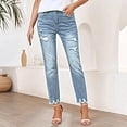 thumbnail image 5 of iHPH7 Petite Jeans for Women Denim Pants for Women Ripped Jeans Womens Women's Jeans Straight Leg Jeans for Women Travel Pants Women Vintage Jeans Sky Blue XXL, 5 of 5
