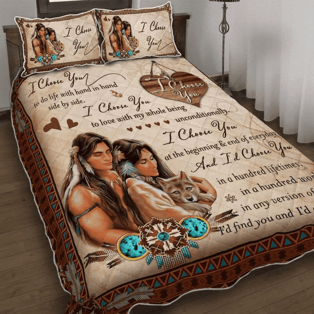 Nativos Americanos Amor Pareja Te Elijo Ropa de Cama Juego Funda Nórdica Dormitorio