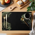 thumbnail image 2 of Sage Green Rose Placemats Set of 12, Vintage Abstract Garden Flower Floral Black Placemats for Dining Table, Place Mats for Kitchen Tabletop, Waterproof Wipeable Dining Table Mats Set, 2 of 9