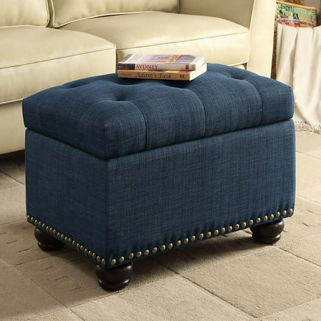 Convenience Concepts Designs4Comfort 5th Avenue Storage Ottoman, Dark Blue Fabric