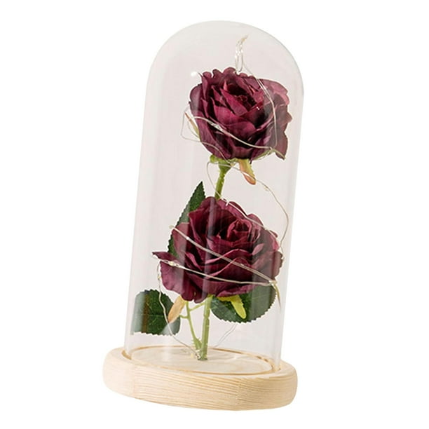 Flores de vidrio cubiertas de decoración flores artificiales para cumpleaños día de San Valentín Amaranto