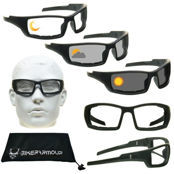 Bikershades Transition Motorcycle Sport Sunglasses Photochromic Day Night Wind Resistant Men