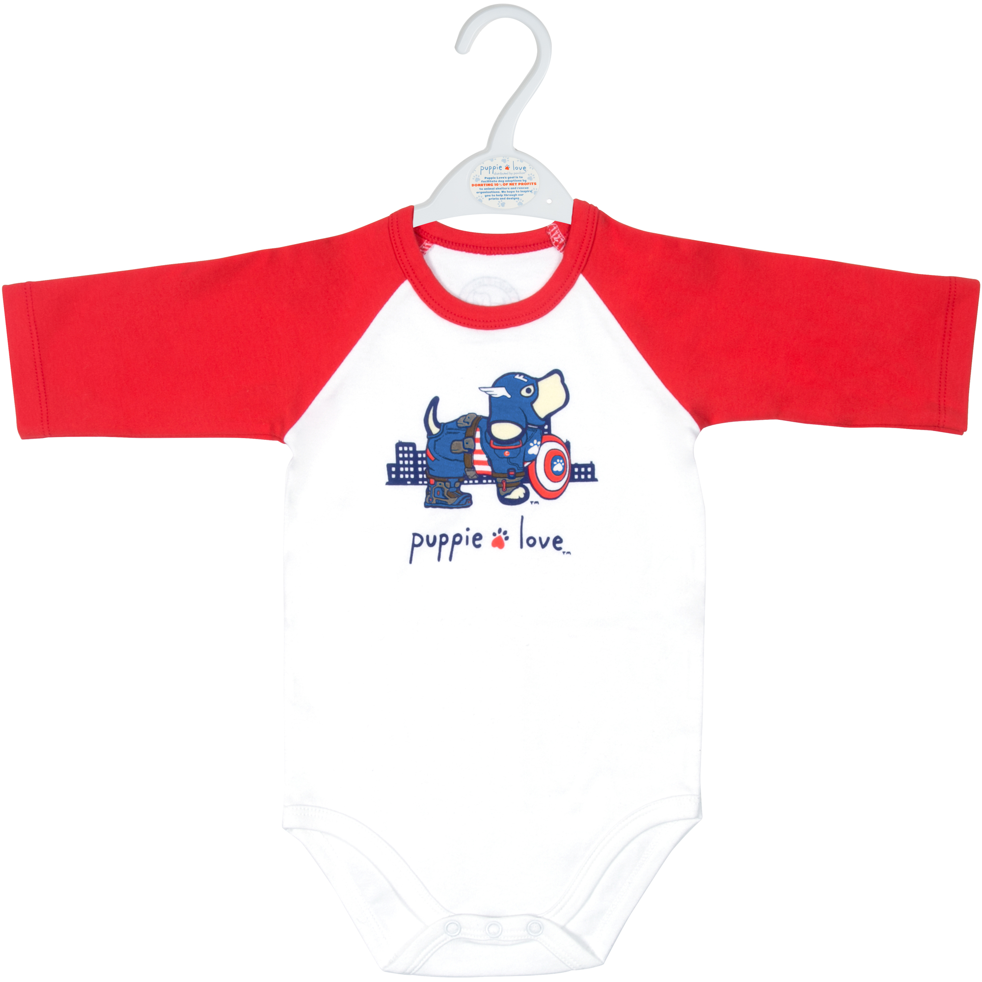 SuperHero - 12-24 Months 3/4 Length Red Sleeve Onesie