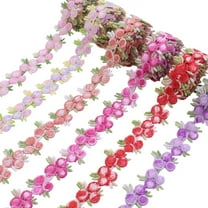 IDONGCAI 6 Colors Flower Trim Ribbon Floral DIY Lace Applique Sewing Craft Rose Lace Edge Trim Decorating Embroidered Polyester for Wedding Dresses Embellishment DIY Party Decor Clothes, 6 Yards
