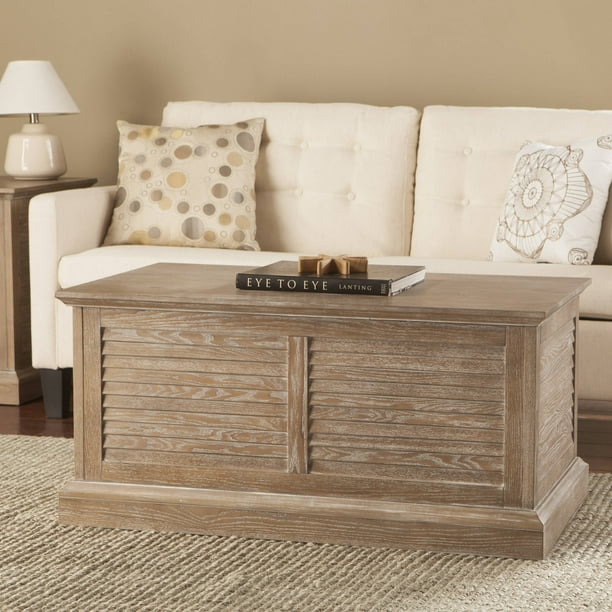 Artell Farmhouse Louvered Trunk Coffee Table, Burnt Oak