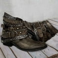 thumbnail image 4 of NOKIO Women'S Statement Buckle Ankle Boots Women'S Retro Cowboy Ankle Boots Women's Boots Girls Short Bootie Cowboy Motorcycle Leather Shoes Ankle Boots Women'S Chic Pointed Toe Booties, 4 of 4