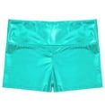 thumbnail image 3 of JanJean Girls Metallic Shiny Sports Shorts Ballet Dance Workout Gymnastic Hot Shorts Bottoms Activewear Blue Green 8, 3 of 5