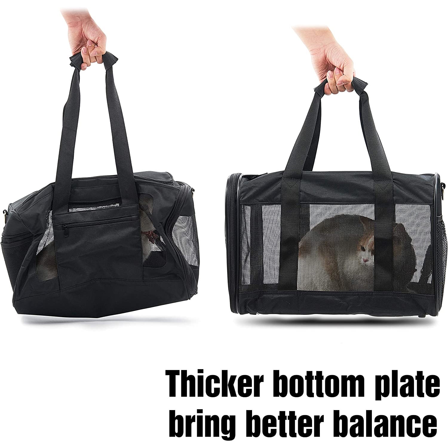 Pefilos 17" Airline Approved Soft-Sided Mesh Pet Travel Carrier for Cats, Small Dogs, Kittens or Puppies, Black Pefilos 17" Airline Approved Soft-Sided Mesh Pet Travel Carrier for Cats, Small Dogs, Kittens or Puppies, Black