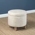 thumbnail image 4 of HomePop Cole Classics Round Storage Ottoman Flared Wood Leg - Linen, 4 of 6
