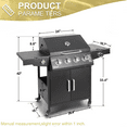 thumbnail image 7 of Betisef 4-Burner Propane Gas Grill with Side Burner and Side Table Outdoor Cooking Barbecue Grill Camping, 7 of 7