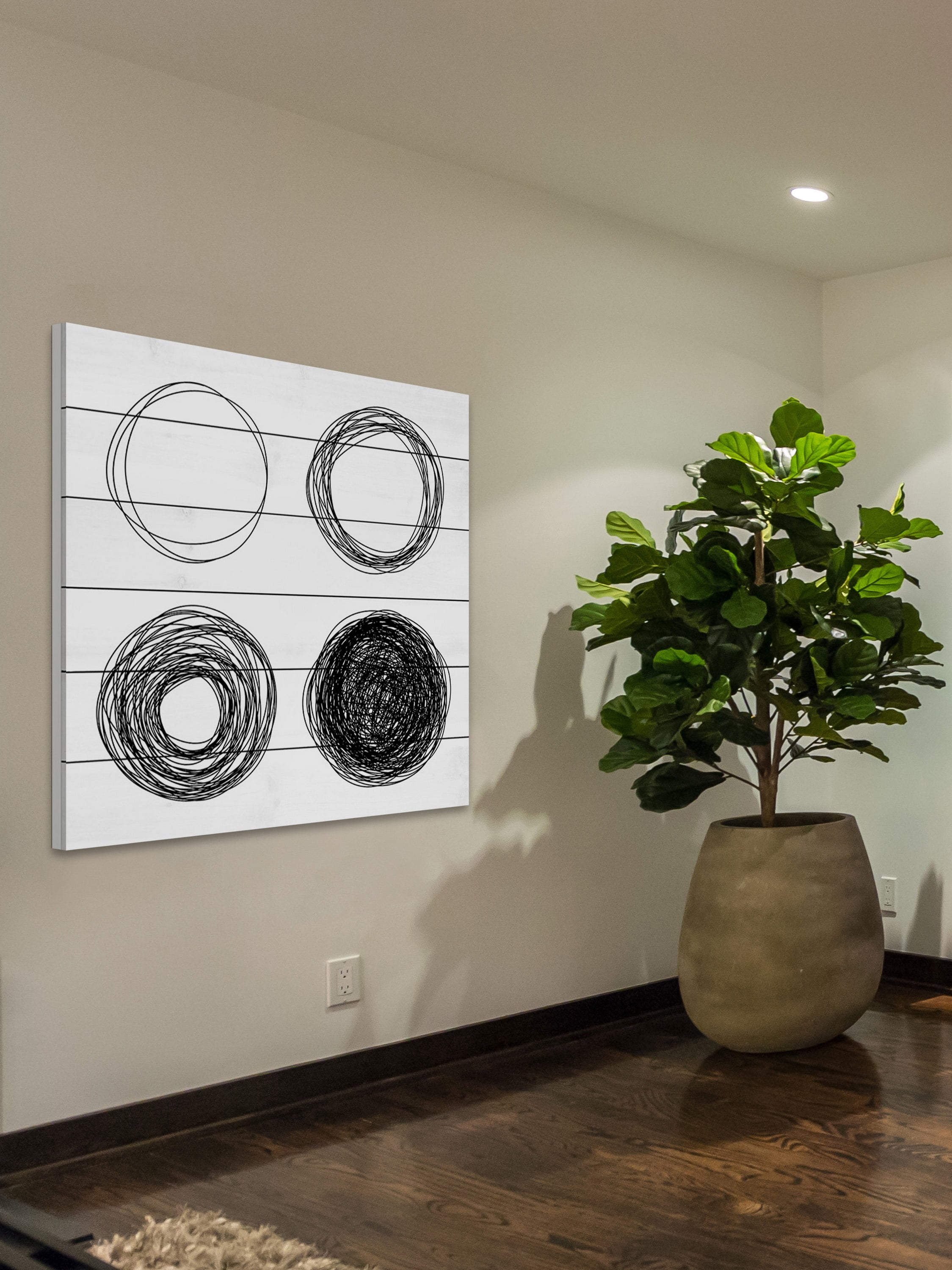 Marmont Hill Quad Circles White Wood Wall Art, 32" x 32"